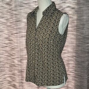 ELEMENTZ SMALL BROWN & BLACK DOTS SLEEVELESS TOP